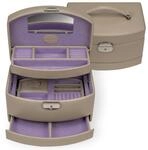Windrose Automatik-Schmuckkoffer mit Reiseeinsatz merino moda/beige