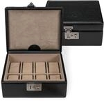 Windrose Uhrenkassette beluga/schwarz (Leder)