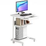 HOMCOM Schreibtisch mit Rollen, Computertisch mit CPU-St&auml;nder Wei&szlig; |...