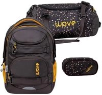 Wave Schulrucksack Set M&auml;dchen Jungs mit Sporttasche Schlamper Sand