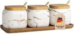 INTIRILIFE Zuckerdose 3er Set mit Deckel und L&ouml;ffel- Gew&uuml;rzbeh&auml;lter 3 teilig...