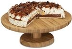 Relaxdays Tortenplatte rund, 33 cm, aus Bambus, mit Standfu&szlig;, H x D: ca. 11,5 x 33