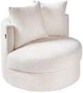 Sessel Boucl&eacute; wei&szlig; rund mit Drehfuntion 2 Kissen Metallgestell modern Dalby