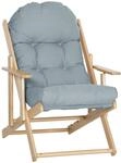 HOMCOM Relaxsessel Klappbar Relaxstuhl Buchenholz 71 x 89 x 96 cm Hellgrau 