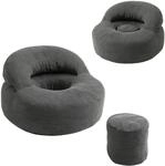 SoBuy 2-in-1 Sitzsack Sofa mit Fu&szlig;hocker & Flexible R&uuml;ckenlehne 110x125x65 