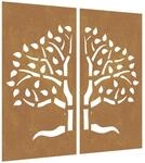 vidaXL 2-TLG. Garten-Wanddeko 105x155 cm Cortenstahl Baum-Design