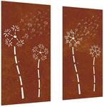 vidaXL 2-tlg. Garten-Wanddeko 105x55 cm Cortenstahl Blumen-Design