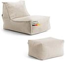mokebo Sitzsack mit Hocker 'Doze' Sessel Beige Bean Bag Made in Germany
