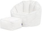 Icon Sirena Boucl&eacute; Stoff Sitzsack Sessel und Hocker mit F&uuml;llung, Cr&egrave;me | In