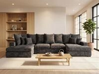 WFL GROUP Wohnlandschaft mit Schlaffunktion & Bettkasten &ndash; Anthrazit Chenille...