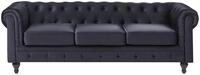 Klassisches Chesterfield Sofa Samtstoff Polstersofa schwarz Chesterfield