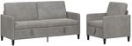 vidaXL Sofa Set mit Stauraum 2 STK. Hellgrau Polyester