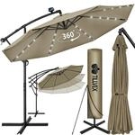tillvex&reg; Sonnenschirm Solar &Oslash; 300/350 cm + Abdeckung & LED Beleuchtung 