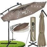 tillvex&reg; Sonnenschirm Solar &Oslash; 300/350 cm + Abdeckung & LED Beleuchtung 