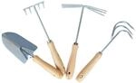 BURI Gartenger&auml;te Set 4-teilig Blumenkelle Rechen Grubber Holz Gartenarbeit |...