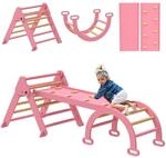 AIYAPLAY 7-in-1 Montessori Kletterger&uuml;st Indoor, Faltbar, Rosa | Holz...