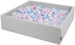 KiddyMoon Gro&szlig;es B&auml;llebad Quadrat 120 x 120 x 30 cm mit 200 B&auml;llen 7 cm...