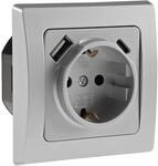 ChiliTec Steckdose Delphi mit USB-A und USB-C/PD Unterputz, Grau Silber 