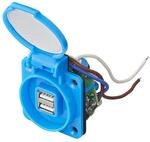 built-in socket with 2x USB 230VAC built-in socket DC 5V 2100mA IP44 motorhome...