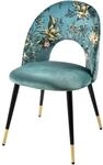 Stuhl PR&Ecirc;T-&Agrave;-PORTER - 48cm - t&uuml;rkis - Samt Metall-Beine Gold-Finish | hoher
