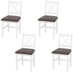 Mendler 4er-Set Esszimmerstuhl HWC-F77 - wei&szlig;, Polster grau | Lehnstuhl,