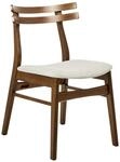 Beliani Esszimmmerstuhl 2er Set Holz braun ohne Armlehnen mit Polstersitz beige