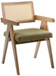 Beliani Esszimmerstuhl 2er Set Gummibaumholz braun mit Boucl&eacute; Sitz gr&uuml;n AVA