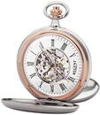 REGENT Herren Taschenuhr Savonnette Skelett 51 MM Mechanischer Handaufzug...