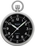 REGENT Taschenuhr Stahl ⌀ 43mm Quarzwerk flaches Mineralglas P-777