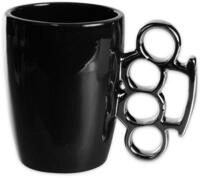 Close Up Schlagring Tasse - Kaffeebecher aus Keramik in schwarz