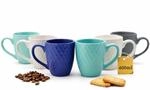 BigDean 6 Kaffeebecher 400 ml farbige Kaffeetassen Steingut Waffeldesign |...