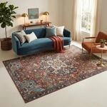TAPISO Ispahan Teppich Klassisch Vintage Dunkelrot Blau 300 x 400 cm | bedruckter