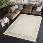 TAPISO Ares Teppich Kurzflor Gl&auml;nzend Creme Beige Blumen 250 x 350 cm | 75%