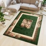 TAPISO Atlas Teppich Kurzflor Vierecke Blumen Floral Griechisch Bord&uuml;re Gr&uuml;n...