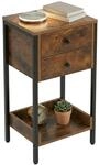 Relaxdays Beistelltisch, 2 Schubladen & Ablage, Industrial, braun/schwarz | HBT: