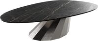Wohnzimmertisch Edge Oval 140x75 cm Keramik Laminam&reg; Noir Desir Braun | Parabi