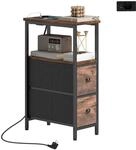 HOMCOM Couchtisch Beistelltisch mit Ladestation Schmal Rustikal-Braun |...