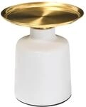 Beliani Beistelltisch Metall wei&szlig;/Gold rund glamour&ouml;ser Stil Kleiner...