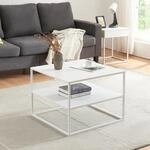 [en.casa] Couchtisch Solund Beistelltisch mit Ablage Metall Wei&szlig; matt
