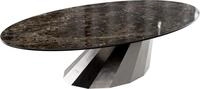 DELIFE Wohnzimmertisch Edge Oval 140x80 cm | Keramik Emperador Extra Lucidato