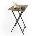 Relaxdays Beistelltisch klappbar, platzsparender Tisch, braun/schwarz | HBT: