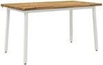vidaXL 140 x 80 x 75 cm Massivholz Akazie Wei&szlig; Rechtwinklig