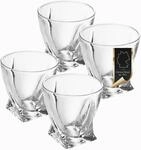 INTIRILIFE 4X Whisky Gl&auml;ser Set in KRISTALL KLAR 'Twisted' - 260ml- Old...