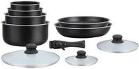 HAGEN, Stone coated cookware, Removable handle, 10 pieces, Black, Non-stick coating,