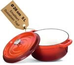 Gusseisen Topf 26cm 5L Emailliert Br&auml;ter Dutch Oven backofengeeignet Deckel |...