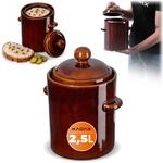 KADAX 2,5L Steinzeugtopf, Dichter Keramiktopf mit Deckel, Sp&uuml;lmaschinenfester
