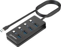 Manhattan 4 Port USB 3.0 & 3.2 Gen 1 Splitter Hub &ndash; mit langem 1,5 m Kabel, 5