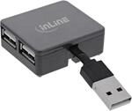 InLine&reg; USB 2.0 4-Port Hub, USB-A Stecker auf 4X USB-A Buchse, Kabel 4cm, Quadrat,