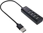 InLine&reg; 33293H USB 2 Hub, 4 Port, schwarz, Kabel 30cm, schmale Bauform