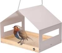 WONDERMAKE&reg; Gro&szlig;es Design Vogelhaus aus Metall und Holz wetterfest zum...